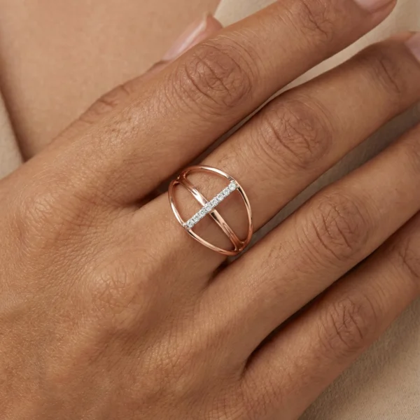 Rose Gold Diamond Ring - ALR00813