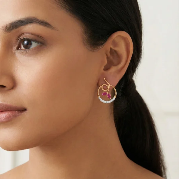 Yellow Gold Diamond Earrings - APS00272E