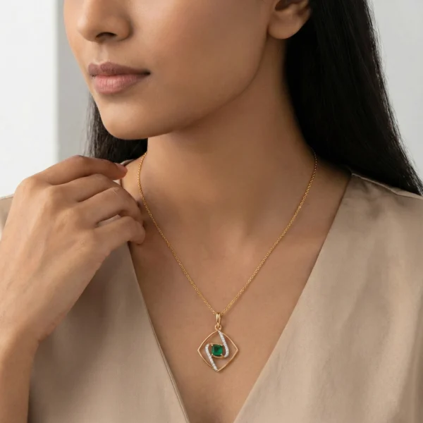 Yellow Gold Diamond Pendant - APS00296