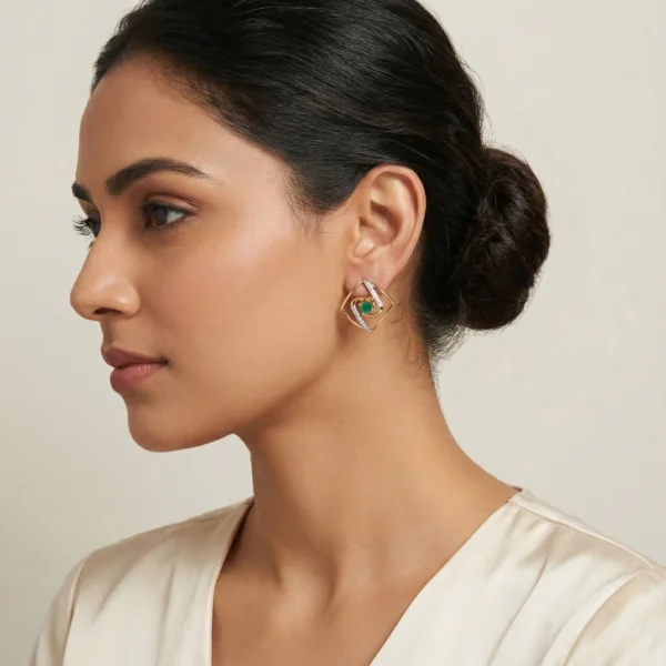 Yellow Gold Diamond Earrings - APS00296E