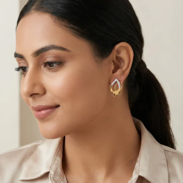 Yellow Gold Diamond Earrings - APS00300E