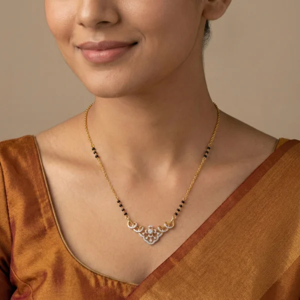Yellow Gold Diamond Mangalsutra - AMS00156