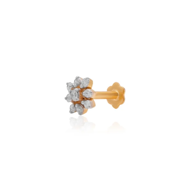 Yellow Gold Diamond Nose Pin