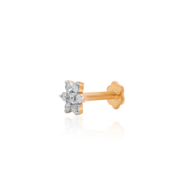 Yellow Gold Diamond Nose Pin
