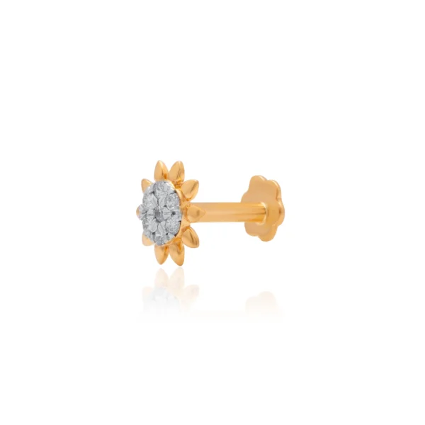 Yellow Gold Diamond Nose Pin