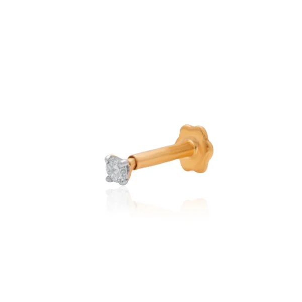 Yellow Gold Diamond Nose Pin