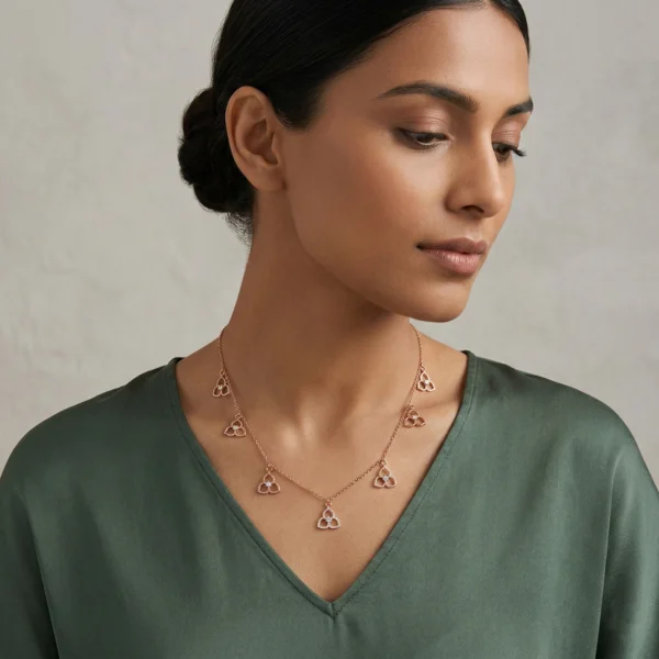 Rose Gold Diamond Necklace - ANS00192