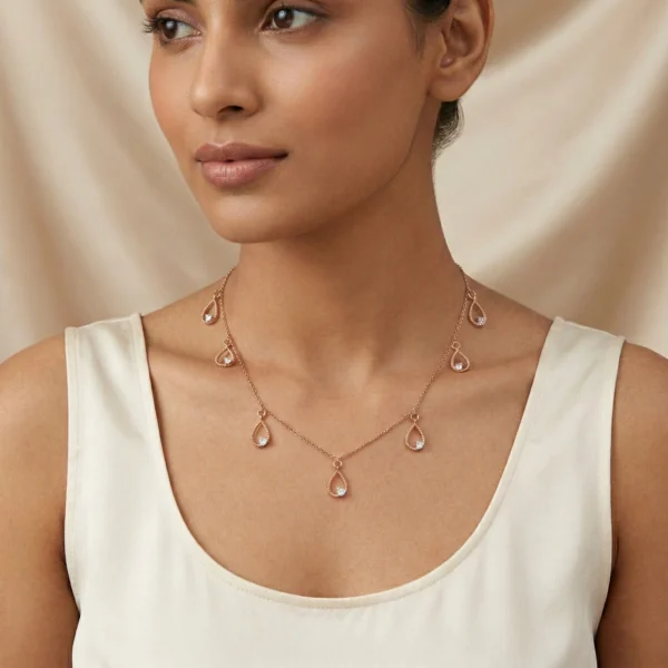 Rose Gold Diamond Necklace - ANS00196