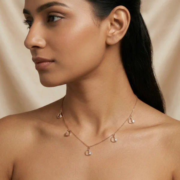 Rose Gold Diamond Necklace - ANS00199