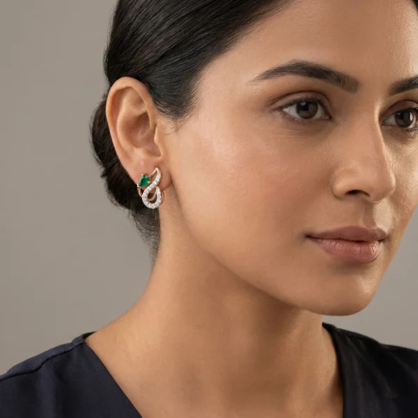 Yellow Gold Diamond Earrings - APS00403E