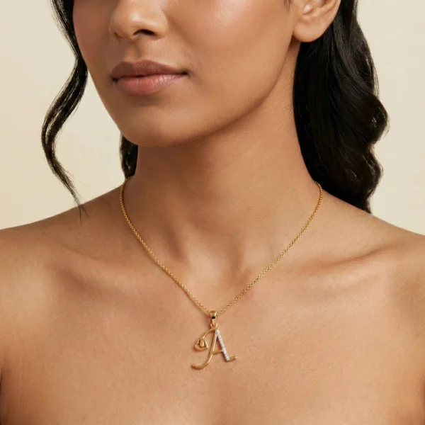 Initial A Heart Diamond Pendant