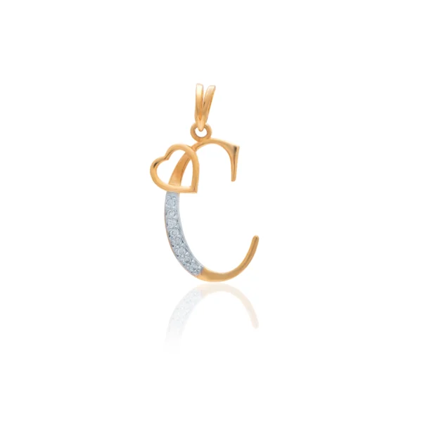 Initial C Heart Diamond Pendant