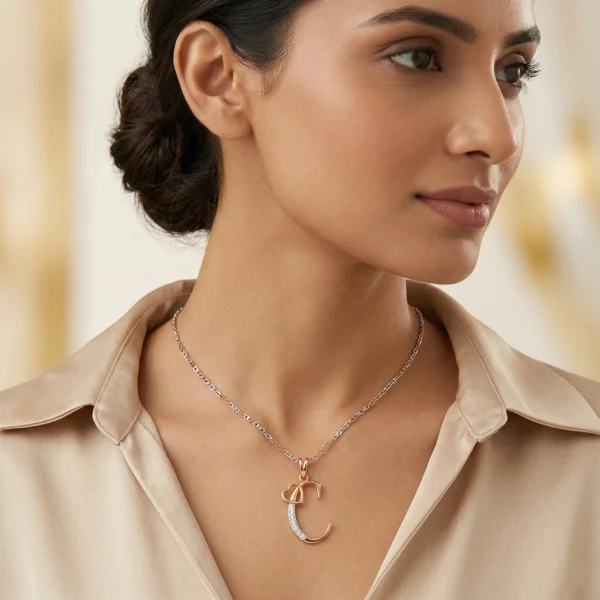 Initial C Heart Diamond Pendant