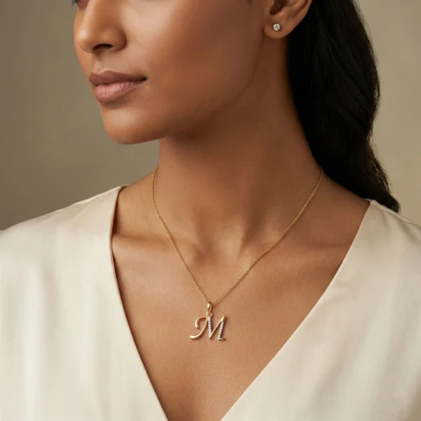 Initial M Diamond Pendant