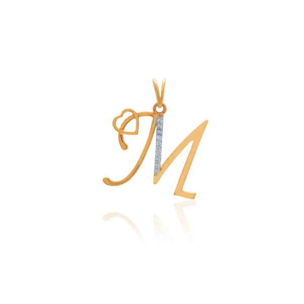 Initial M Heart Diamond Pendant