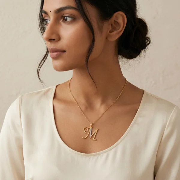 Initial M Heart Diamond Pendant