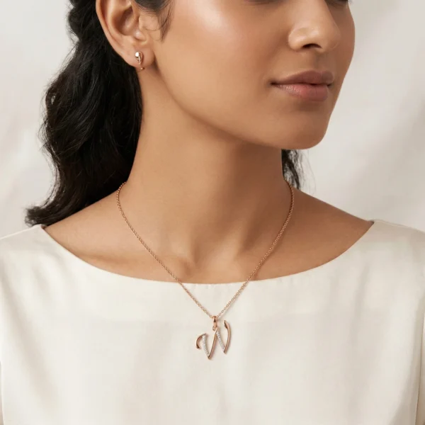 Initial W Diamond Pendant