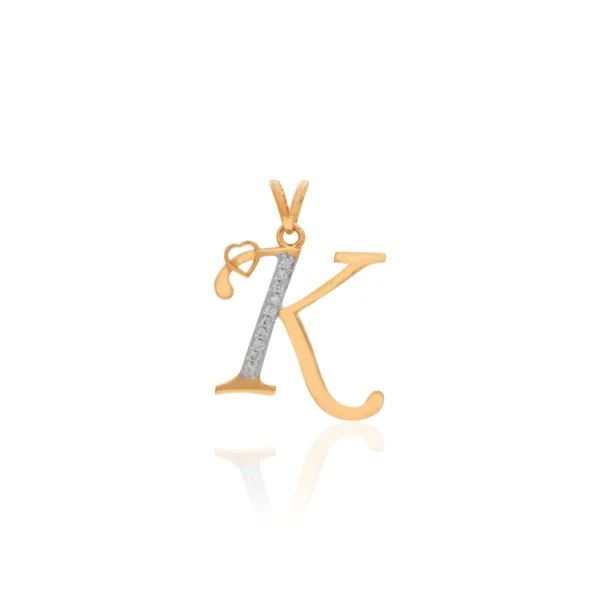 Initial K Heart Diamond Pendant