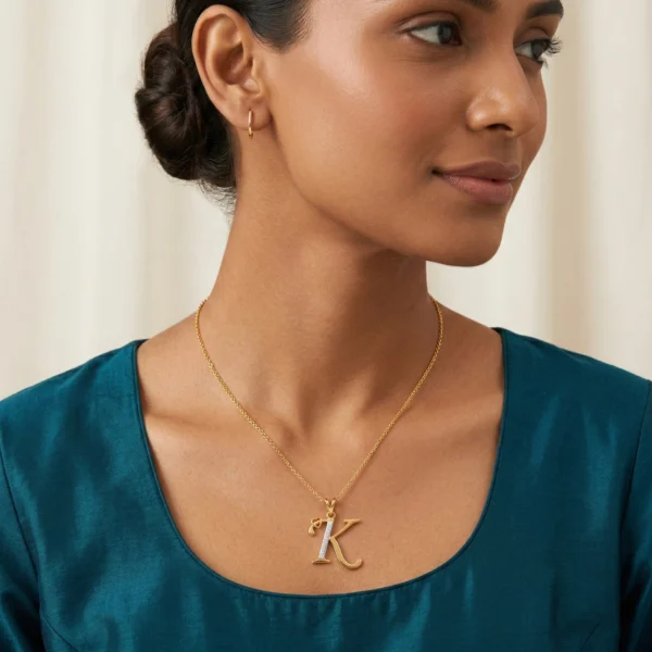 Initial K Heart Diamond Pendant